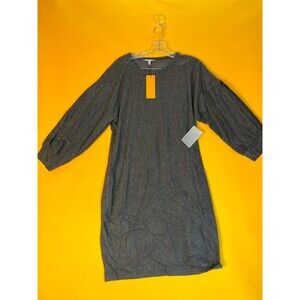 Collective Concepts Bubble Sleeve Sweater Dress Womens L Gray Crew Neck NWT